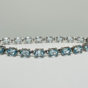 LENOX .925 Silver and Blue Oval Topaz Bracelet.  SZ; 7” and 8”.